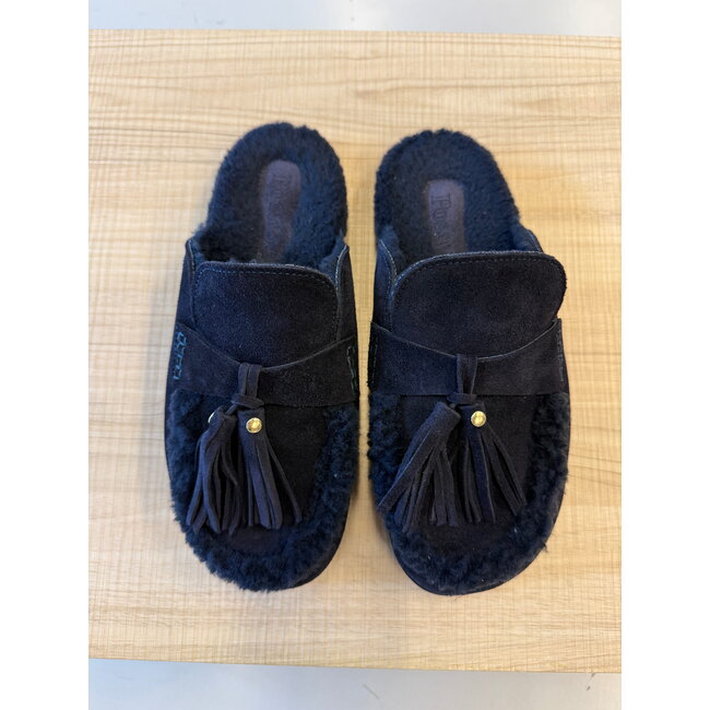 Posa Ranch Tassel Mule – Suede Night blue