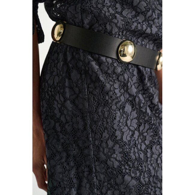 Dorothee Schumacher TRUE CUOIO 5cm stud belt black