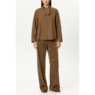 Luisa Cerano Blouse met strik caramel