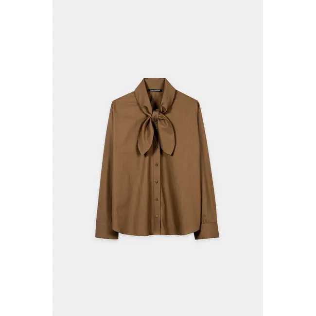Blouse met strik caramel