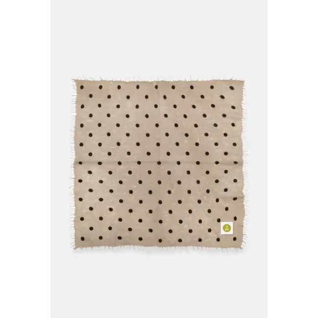 Bandana Polka Dots greige/canteen with fringes