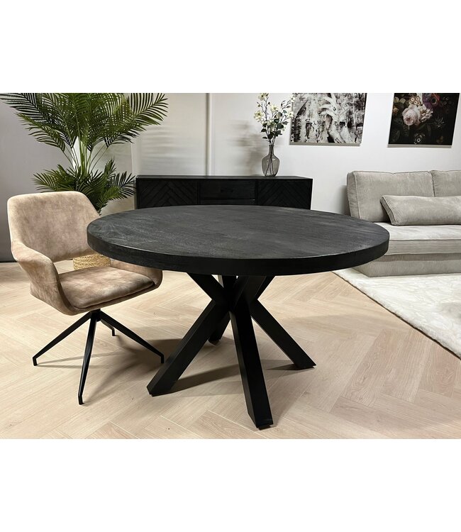 Ronde eettafel Las Vegas Mangohout  Zwart