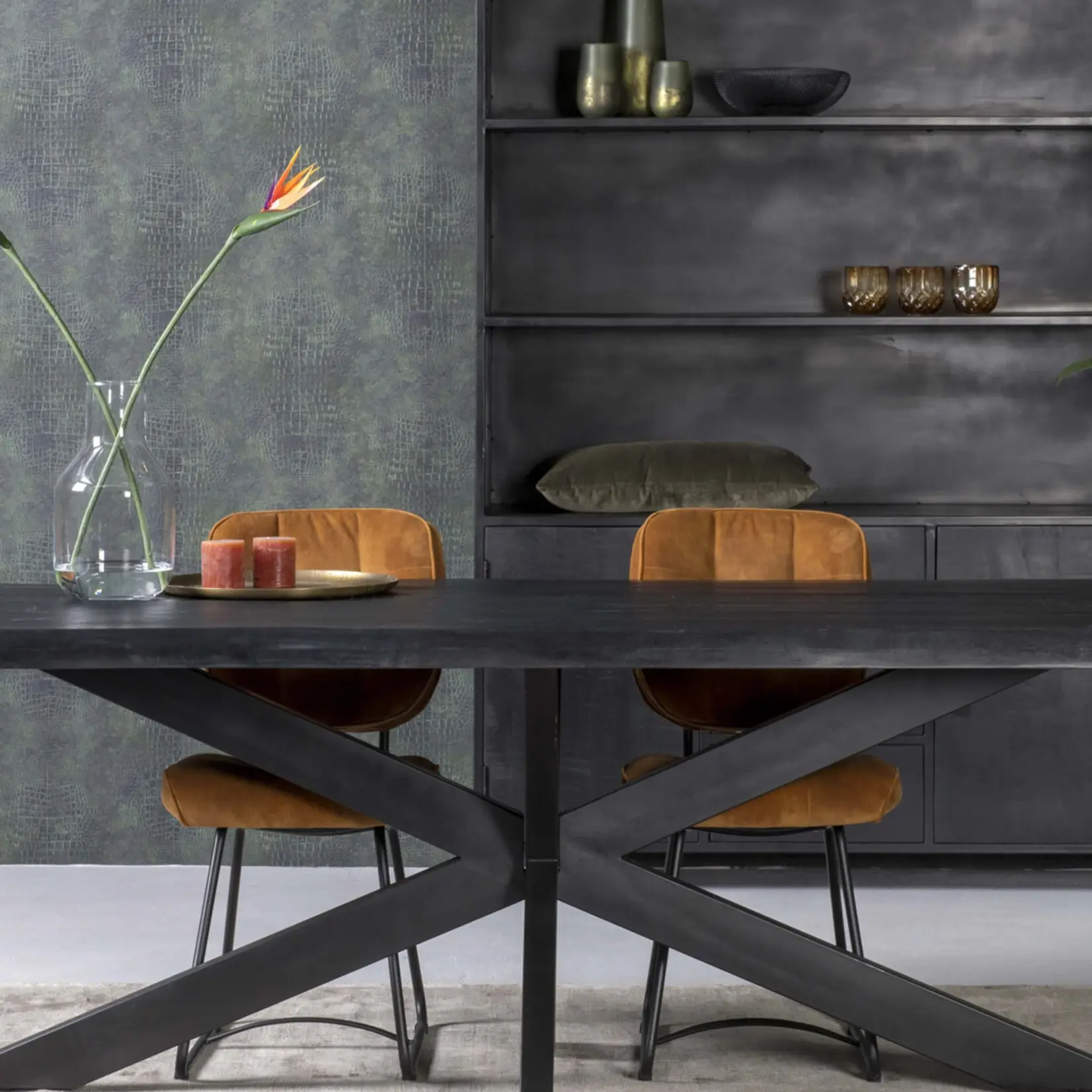 Rechthoek eettafel Mangohout Zwart Brooklyn