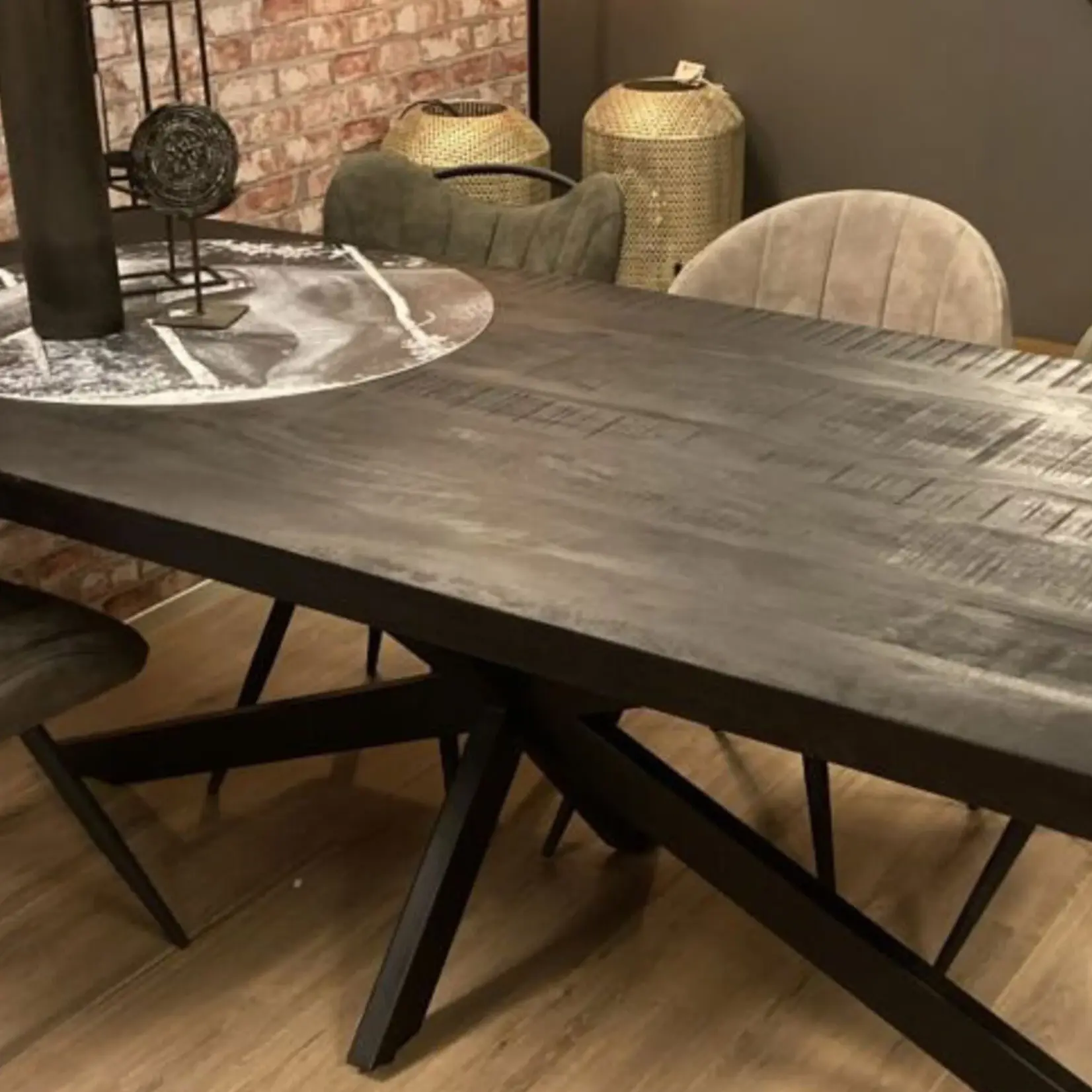 Rechthoek eettafel Mangohout Zwart Brooklyn