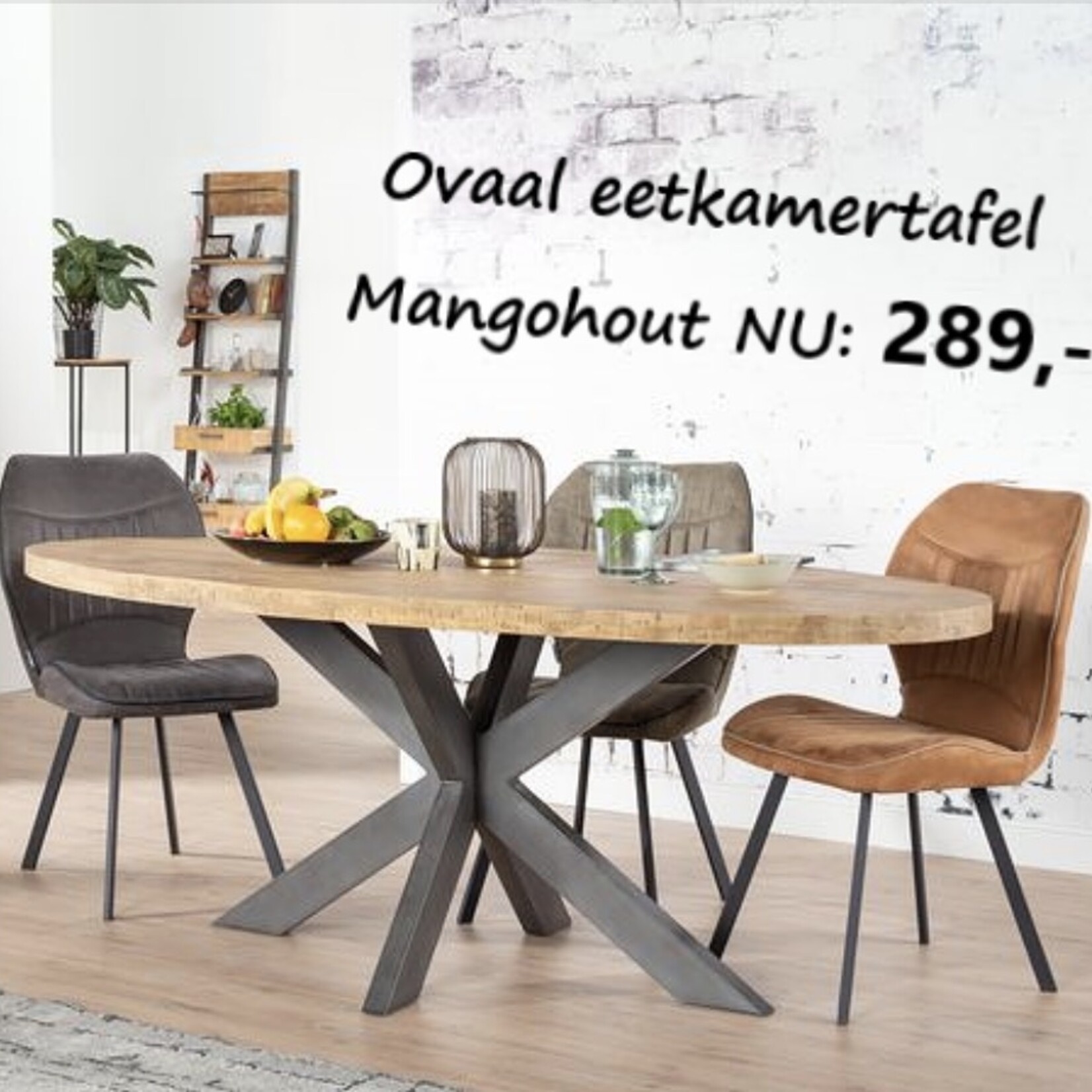 Ovaal eettafel Mangohout Nevada