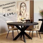 Eettafel Mangohout Zwart Kruispoot Aspen