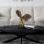 Ovale salontafel Mangohout zwart Bournemouth