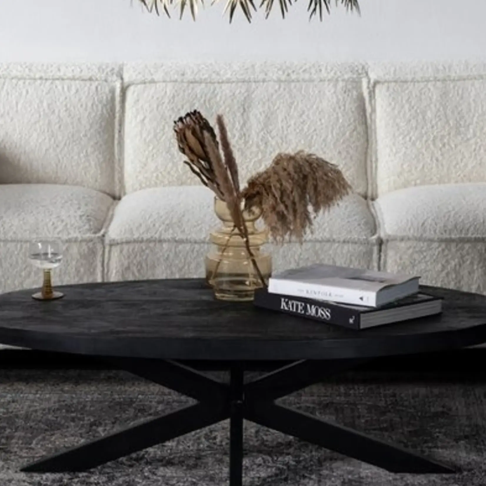 Ovale salontafel Mangohout zwart Bournemouth