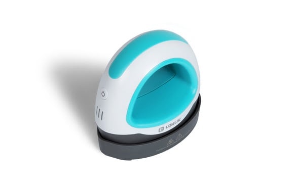 Bovenaanzicht van een LOKLiK Mini Heat Press in LOKLiK Blauw.