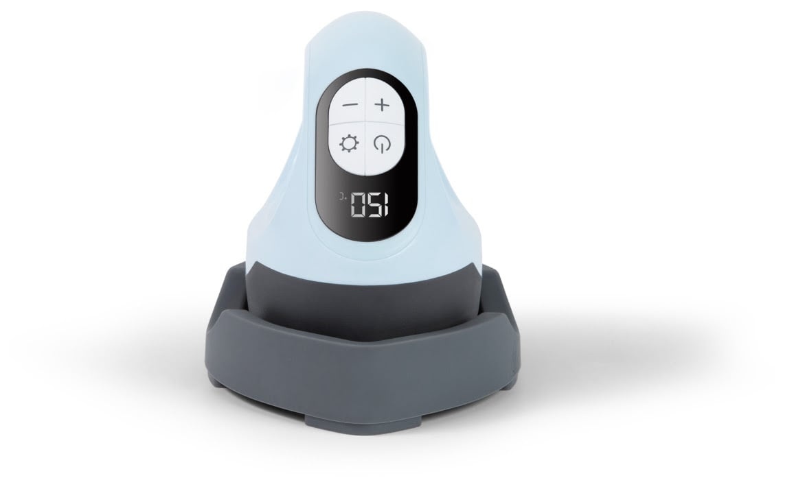 Frontal view of a LOKLiK ImPress™ Mini 3 in Bubble Blue. The display shows 150 °C.