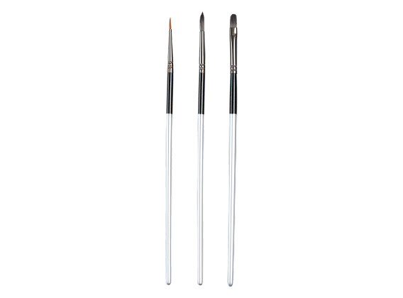 Three acrylic paint brushes 