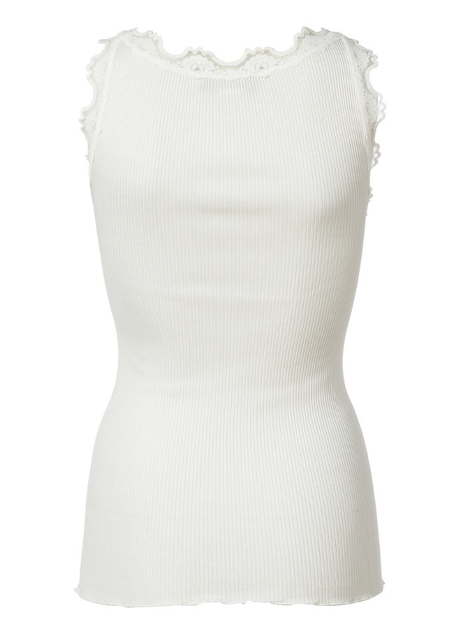 Silk top w/lace - New white