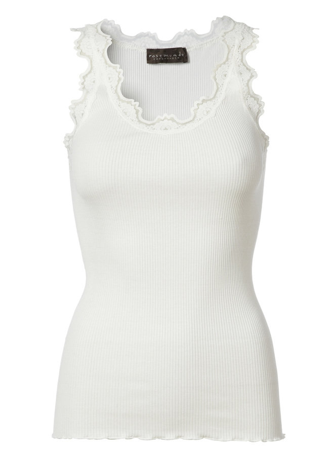 Silk top w/lace - New white