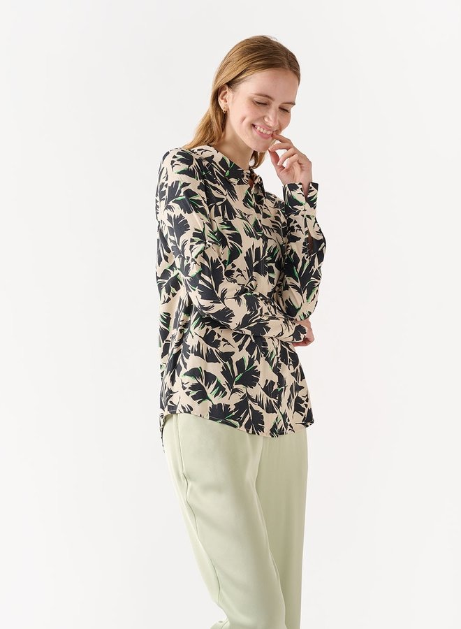 Dreiser leaf shirt l/s - Fern green leaf