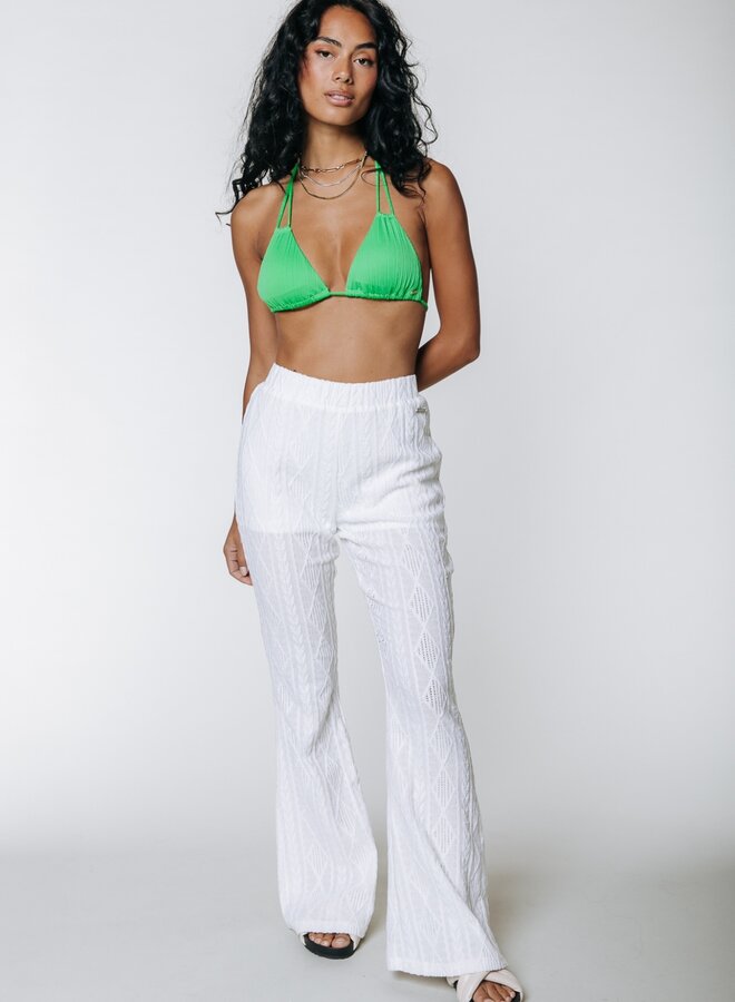 Zuri Broderie Flare Pants - Off white