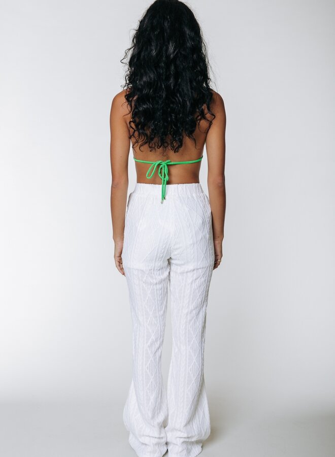 Zuri Broderie Flare Pants - Off white