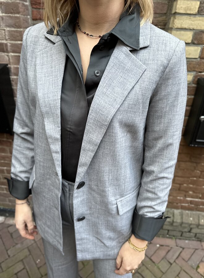 Evali Classic Blazer - Light Grey Melange