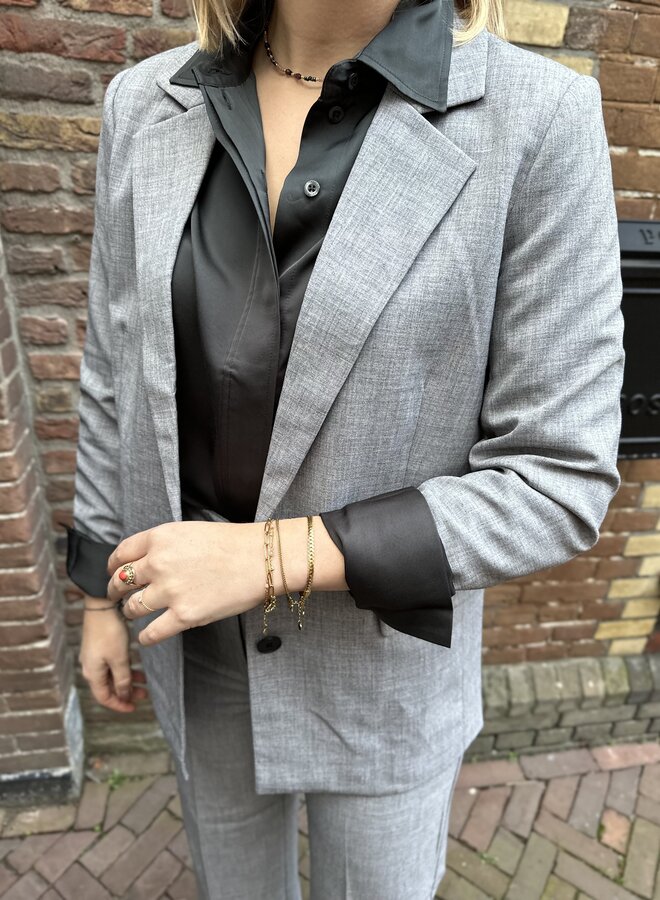 Evali Classic Blazer - Light Grey Melange