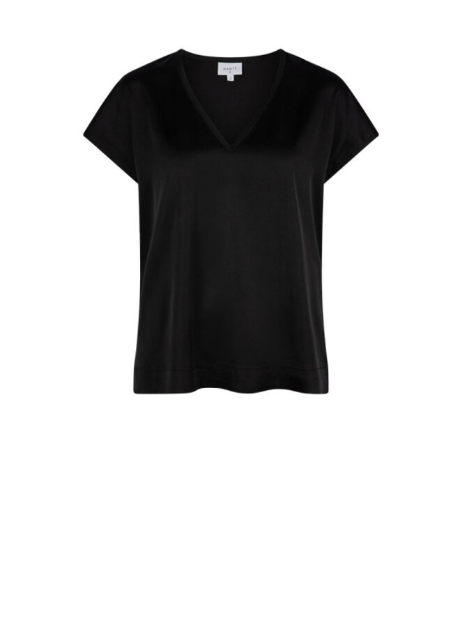 Luiza satin v-neck top - Raven