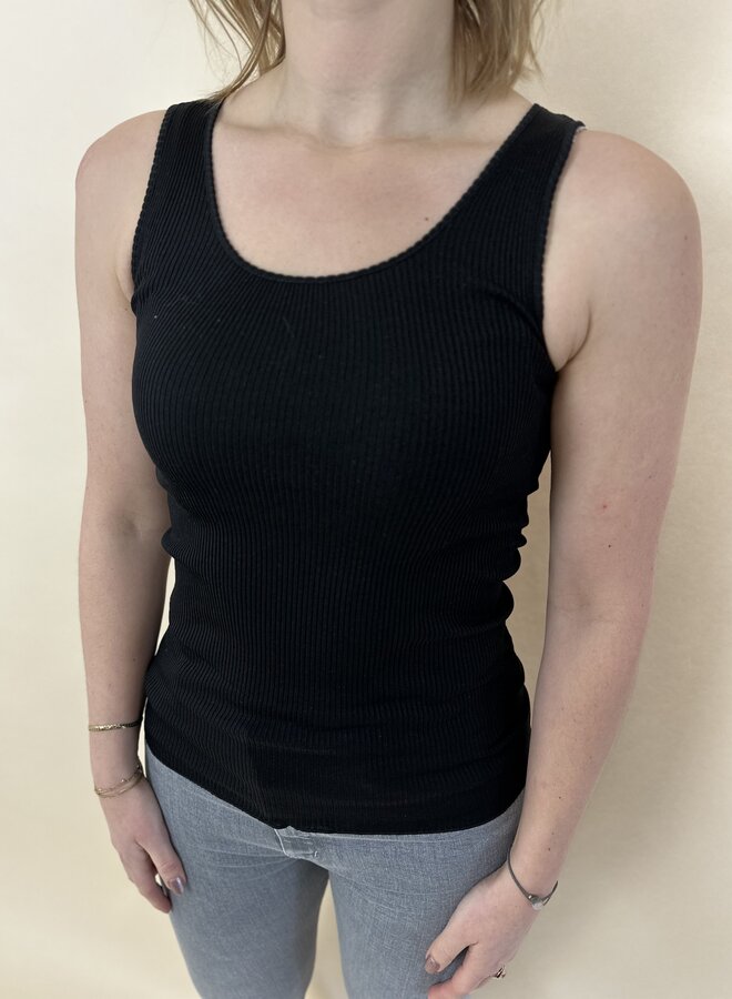 Silk top w/binding - Black