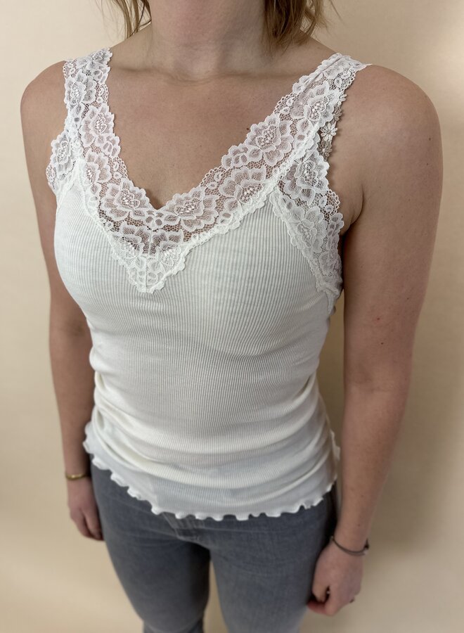 Organic top w/lace - Ivory