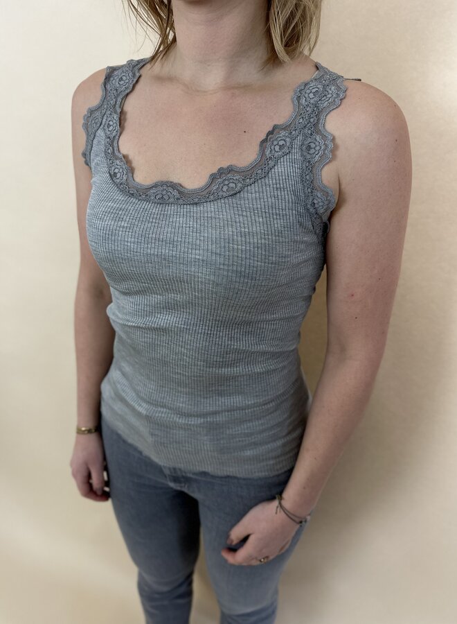 Silk top lace - Light grey melange