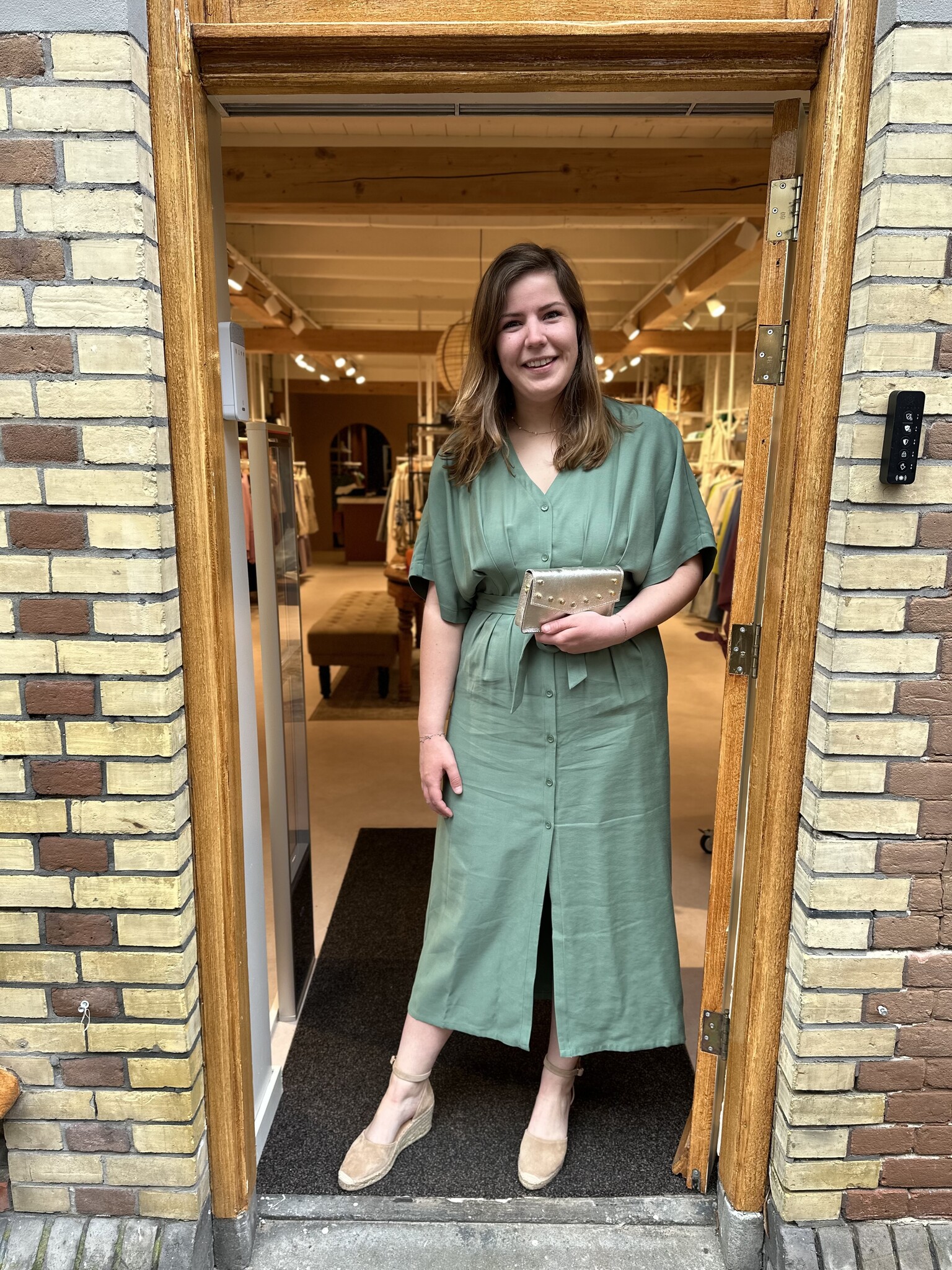 Louisa dress s s Duck Green Another Label Lys Boetiek
