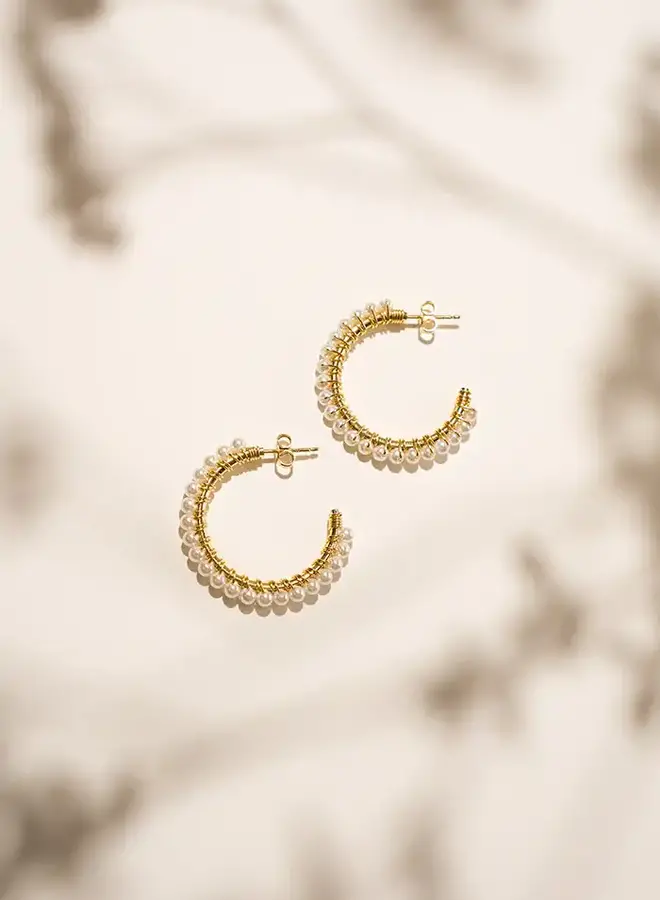 CL Earring Hoop With Pearls (3cm) - G