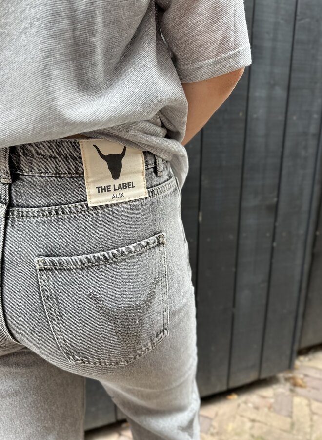 Strass bull pants - Grey Washed Denim