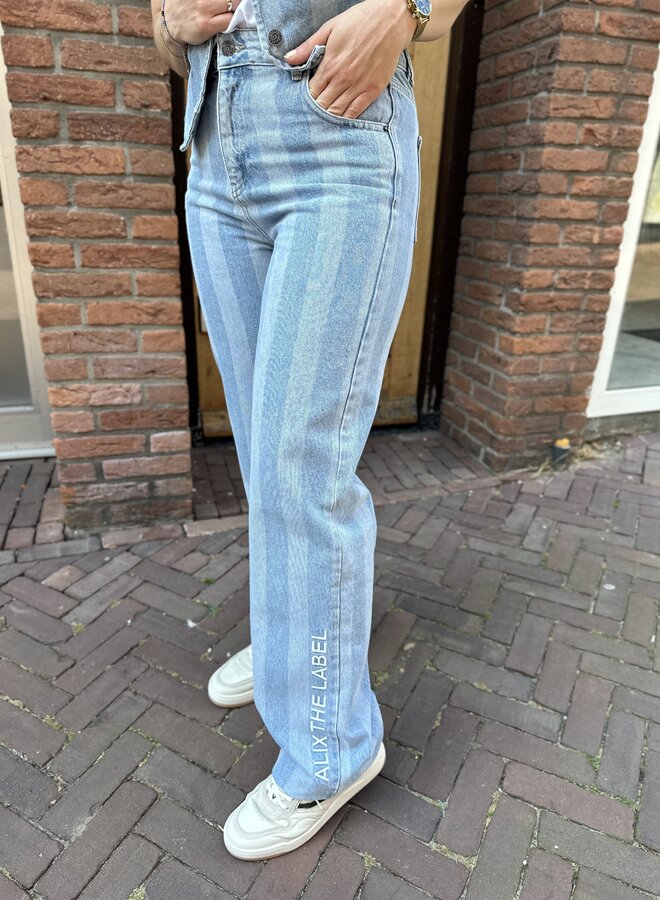 Stripe denim pants - Denim blue