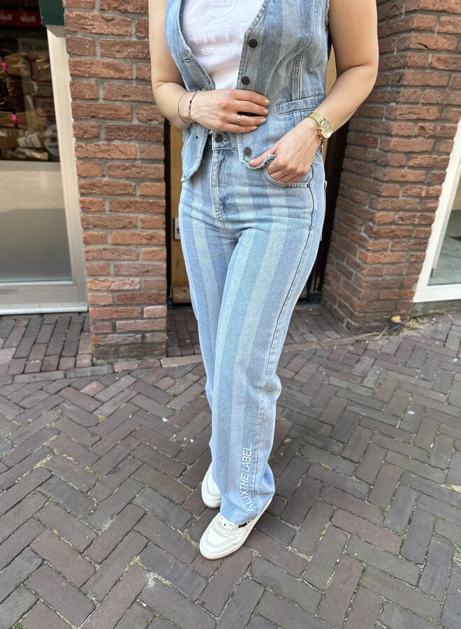 Stripe denim pants - Denim blue