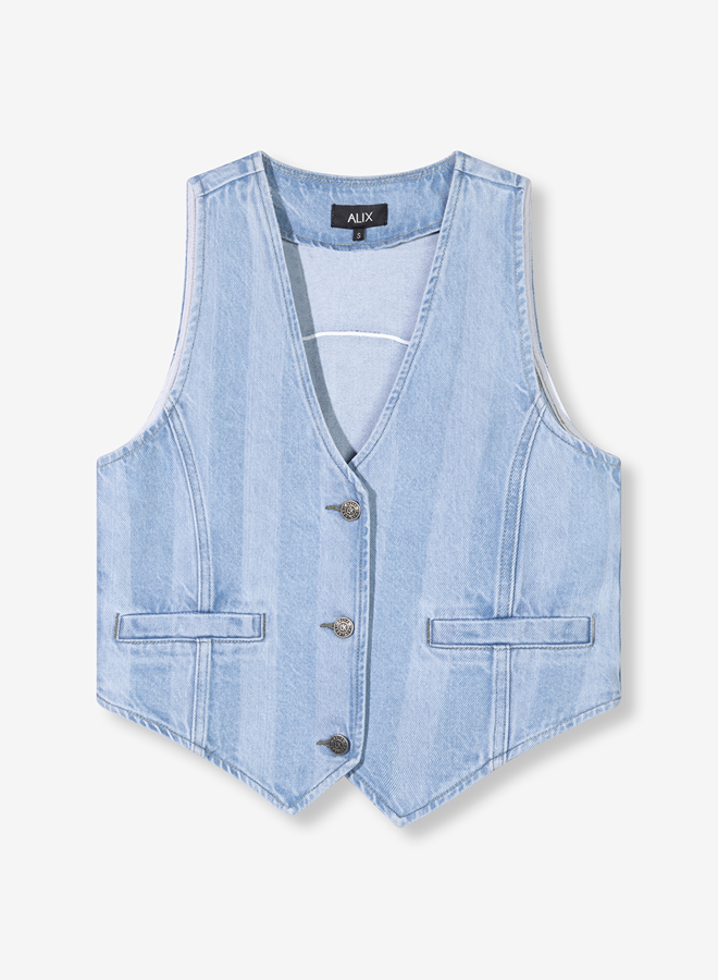 Stripe denim waistcoat - Denim blue