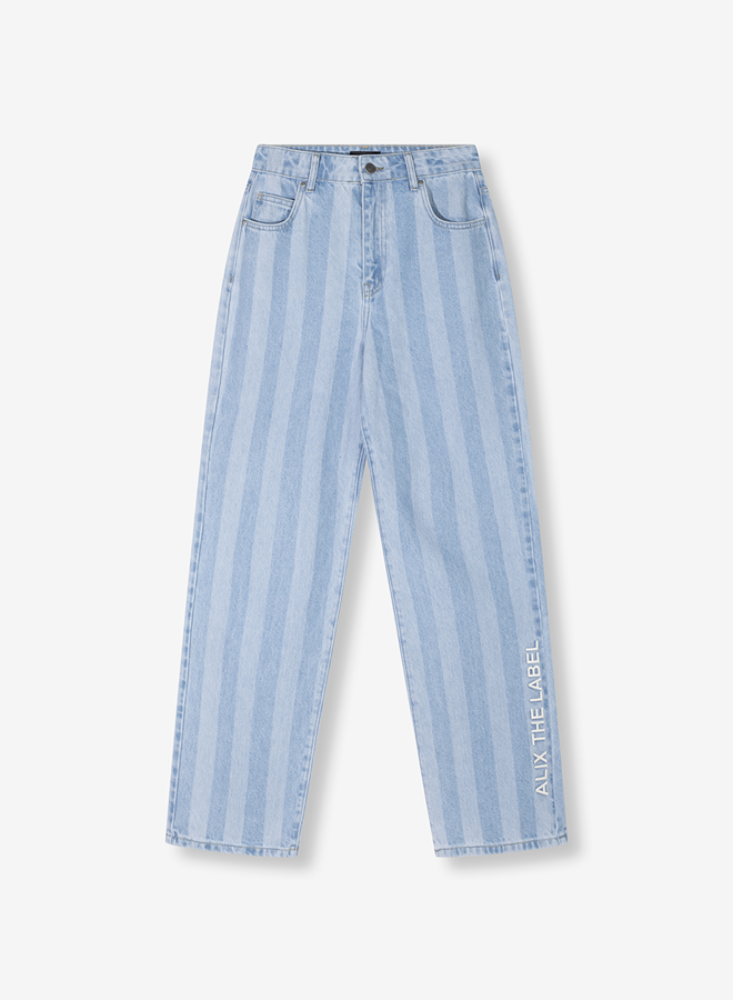 Stripe denim pants - Denim blue