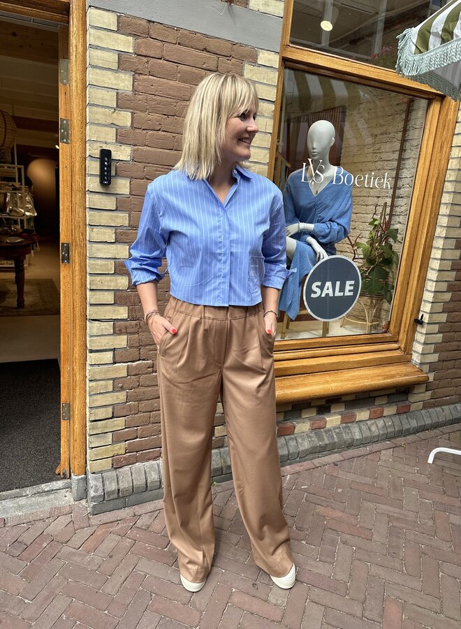 Aliya Striped Boxy Blouse - Blue