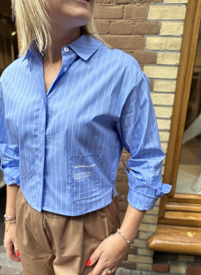 Aliya Striped Boxy Blouse - Blue