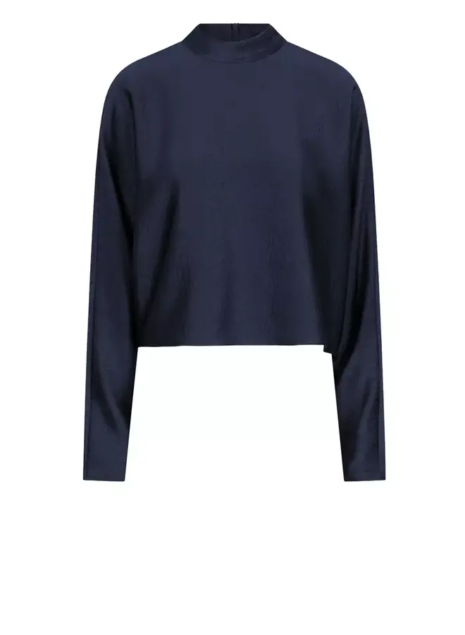 Sally creased satin top - Nocturnal Blue