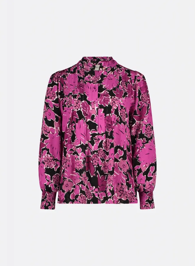 Lucky Blouse - Black/Raspberry Passiflora