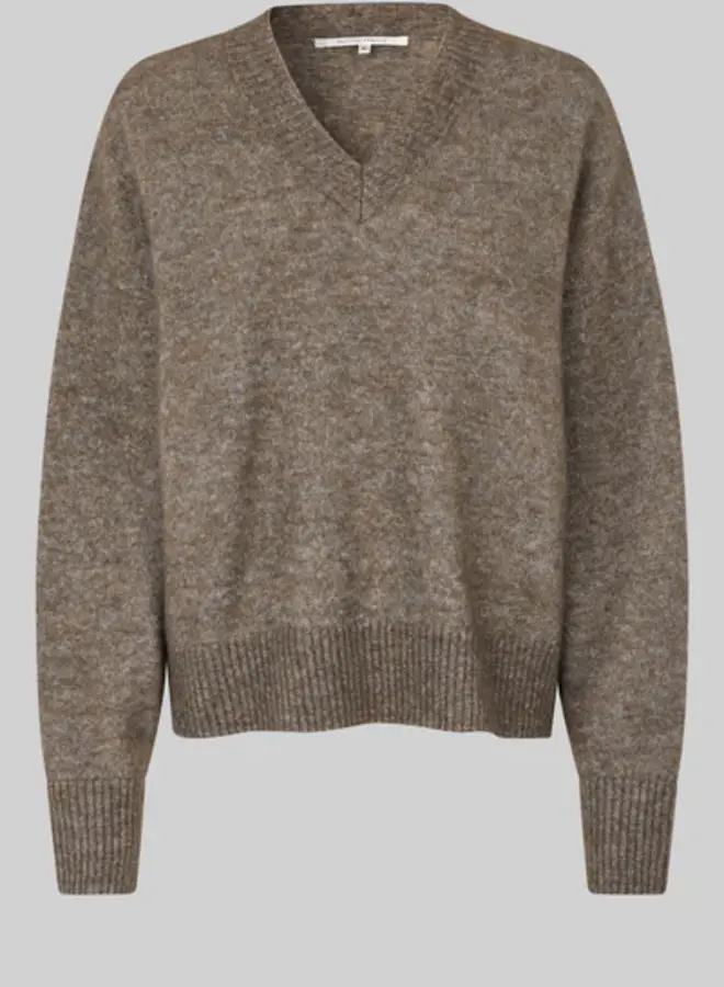 Brook Knit Loose V-neck - Chocolate Chip