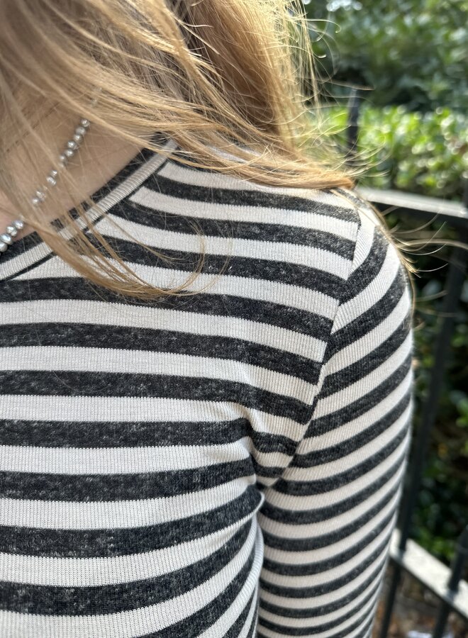 Basic ls stripe top - Chalk