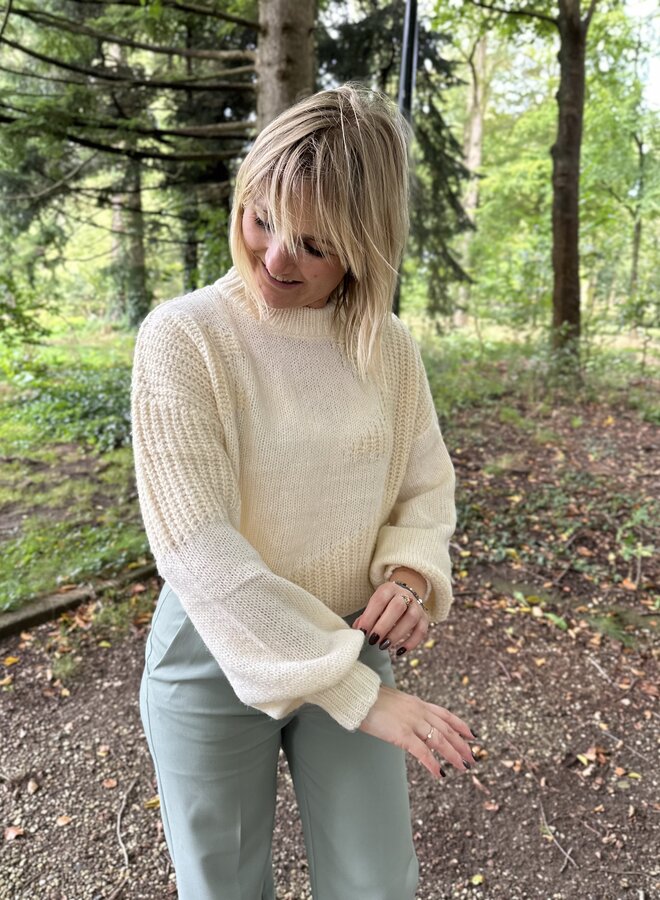 Cassy knitted pull l/s - Egg White