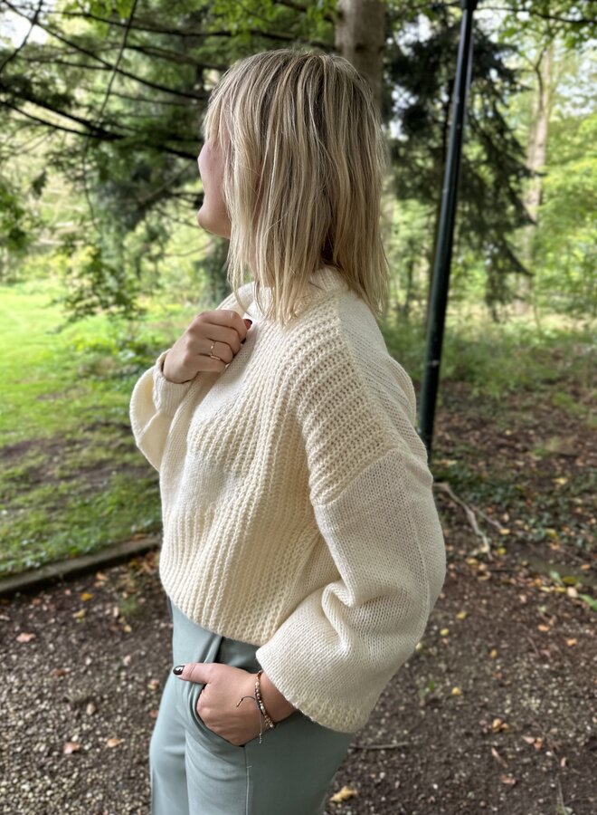 Cassy knitted pull l/s - Egg White