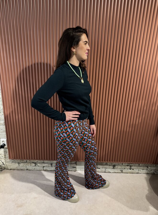 Graphic Peached Extra Flare Pants - Multicolor