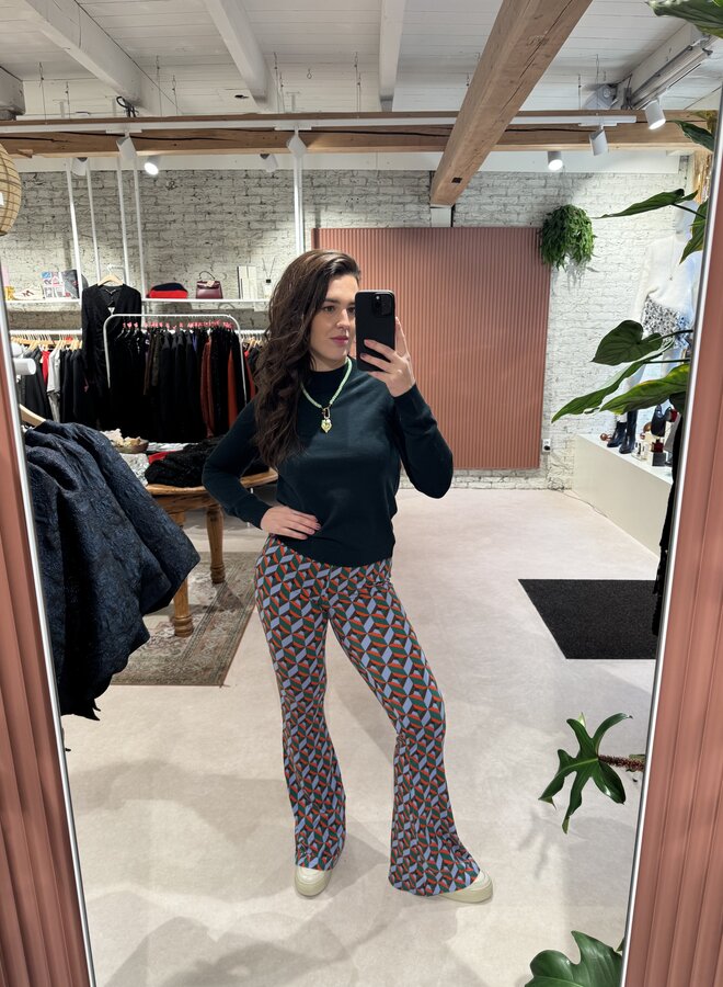 Graphic Peached Extra Flare Pants - Multicolor