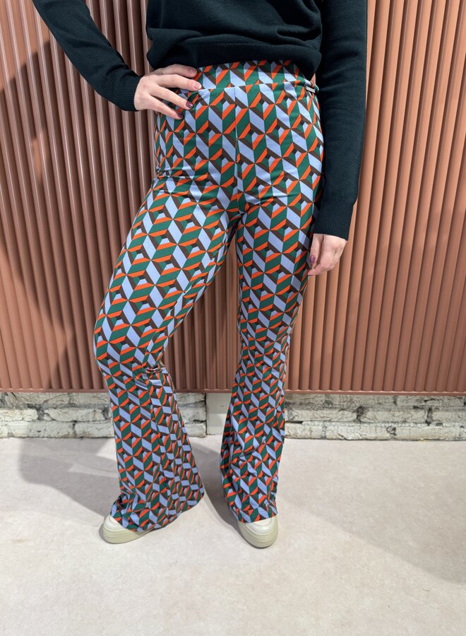 Graphic Peached Extra Flare Pants - Multicolor