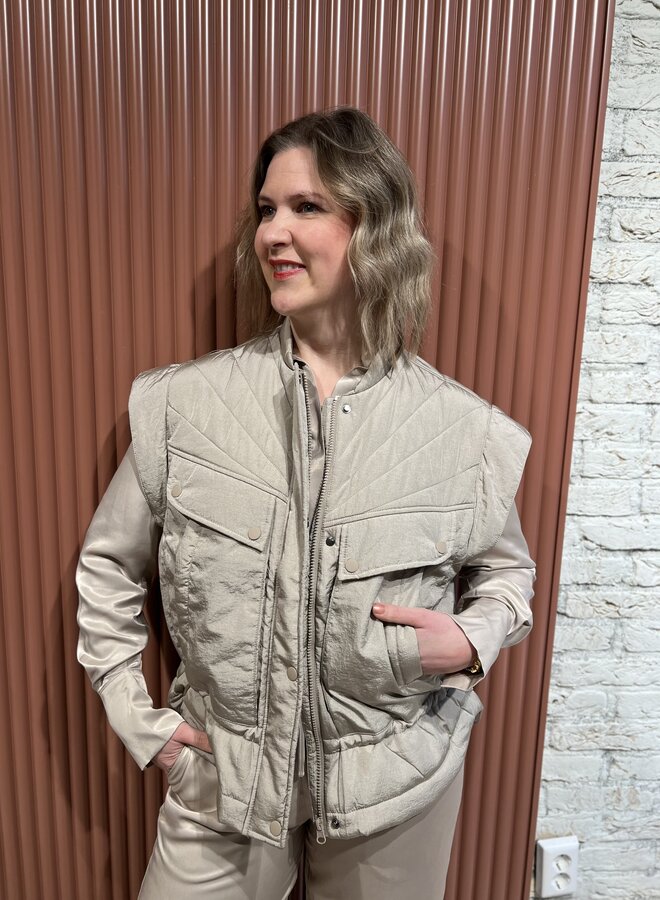 Nisha puffer waistcoast - Timeless Taupe