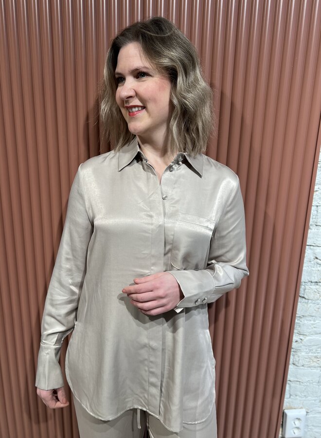 Joni belted oversized shirt - Timeless Taupe