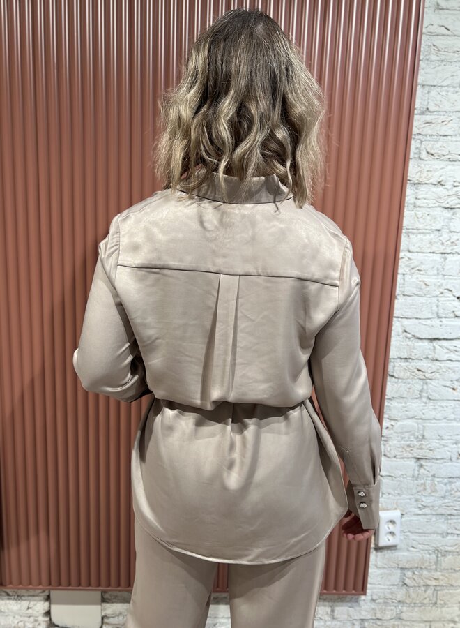 Joni belted oversized shirt - Timeless Taupe