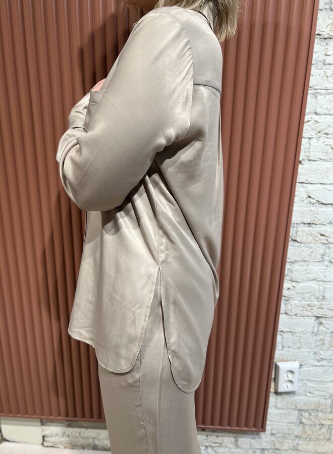 Joni belted oversized shirt - Timeless Taupe