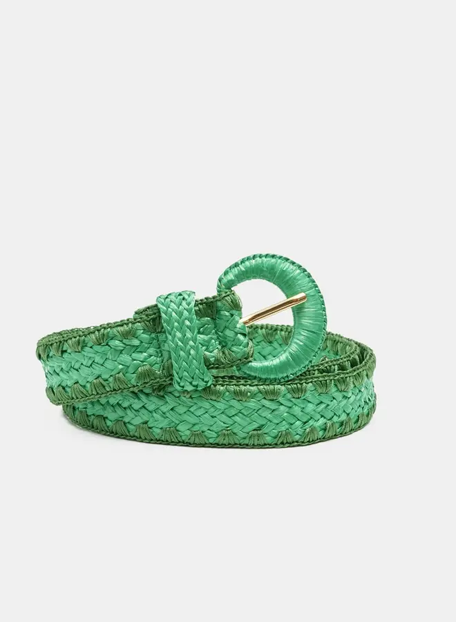 Raffia Belt - Green Glow