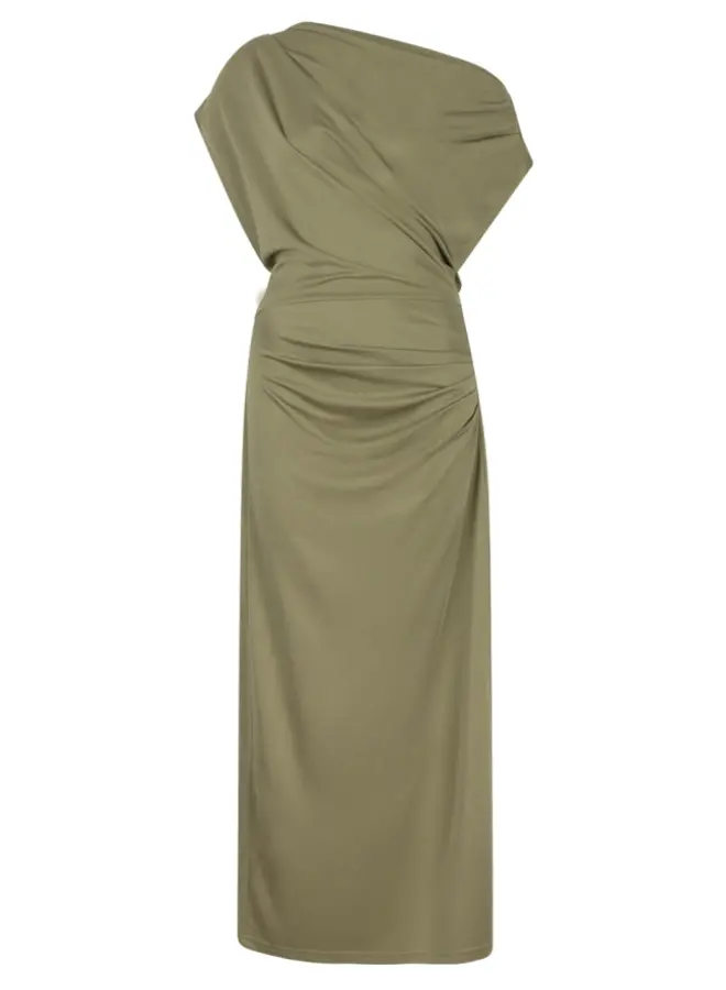 Jett off-shoulder jersey dress | Olive Glow